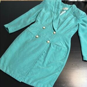Vintage Ivana Trump Teal Double-Breasted Blazer coat